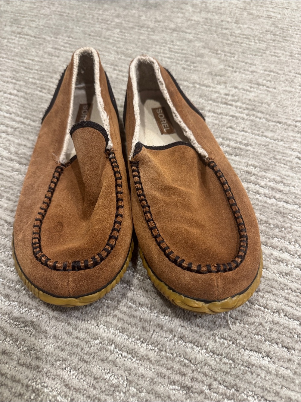 SOREL Brown Suede Lined Moccasin Slippers – Men’s Size 10